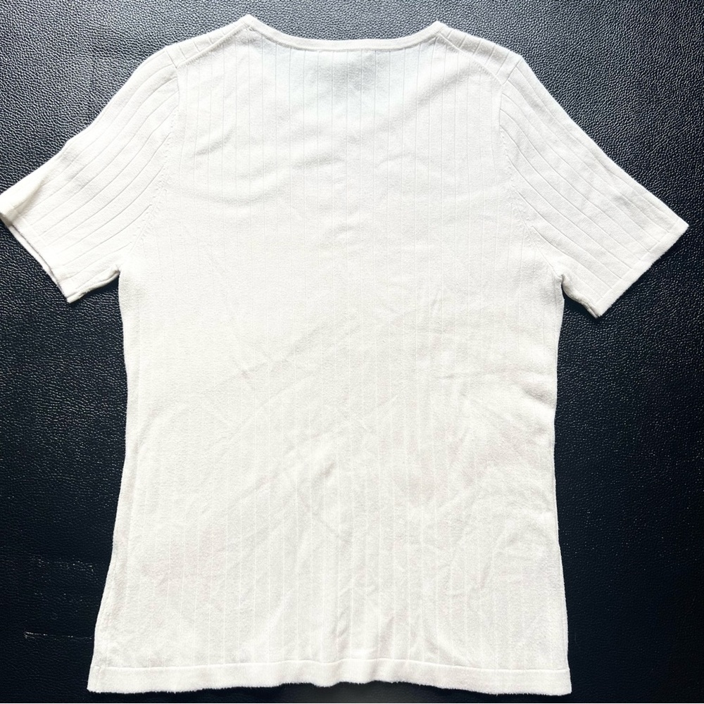 Calvin Klein Cream Ribbed Knit Top - Picture 3 of 5